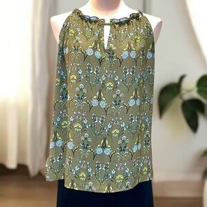 Vintage New York & Company SOHO Green Blue Floral Halter Tank Small